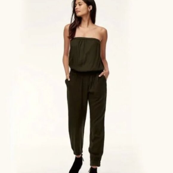 Olive Green Strapless Jumpsuit - Picture 1 of 4
